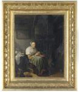 A Woman Peeling Potatoes