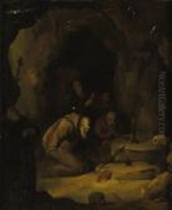 St. Francis And Hermits In Prayer by Gerrit Dou