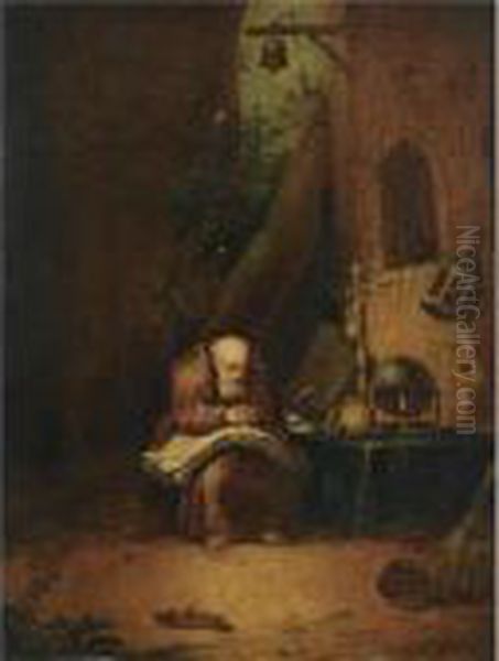 Praying Monk Sitting At A Table - view 1
