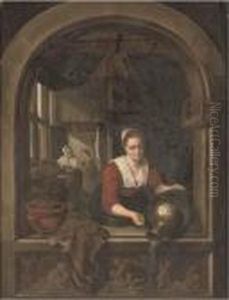 A Girl With A Water Jug At A Casement