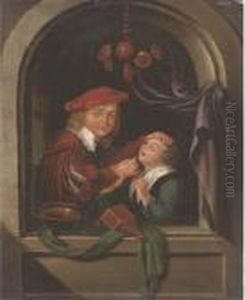 A Dentist With A Patient At A Casement by Gerrit Dou