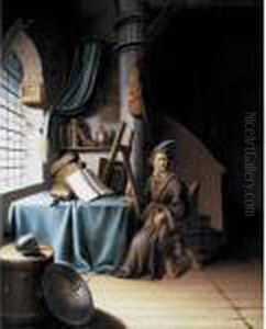 An Old Man In An Interior by Gerrit Dou