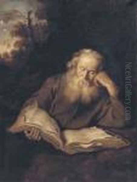 A Hermit Reading In A Grotto - view 1