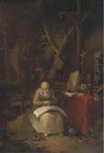 Saint Jerome In A Landscape by Gerrit Dou
