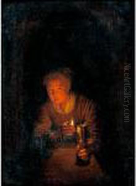 Interior With A Woman Holding A Candle - view 1