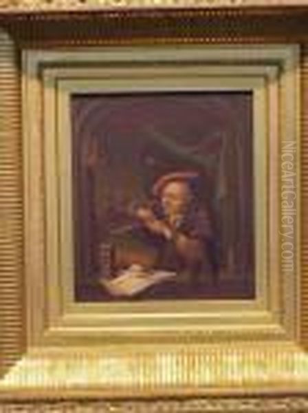 Man Sharpening Quill In Window Frame - view 1