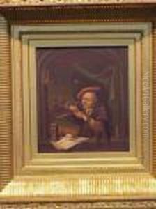 Man Sharpening Quill In Window Frame by Gerrit Dou