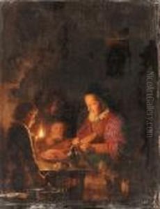 Dou, G.
A Family Preparing A Meal In A Kitchen by Gerrit Dou