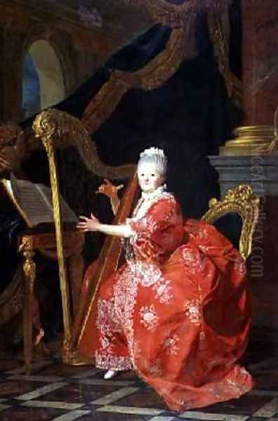 Portrait of a Lady said to be Madame Adelaide daughter of Louis XV playing a harp - view 1