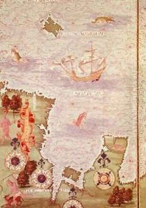 Map of Australia and Magellan Island from Cosmographie Universelle by Guillaume Le Testu