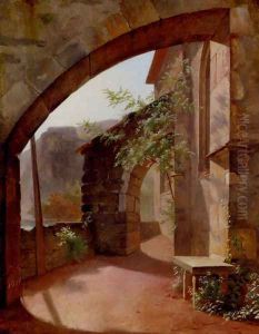 A View Along The Italian Coastline by Charles Emile Hippolyte Lecomte-Vernet