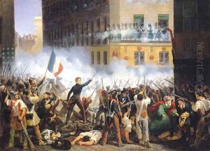 Battle in the rue de Rohan 28th July 1830 1830 by Charles Emile Hippolyte Lecomte-Vernet