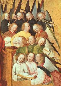 Coronation of the Vigin (detail) 1465 by Master of the Life of the Virgin