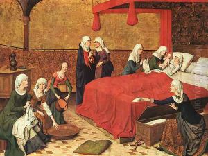 The Birth of Mary c. 1470 by Master of the Life of the Virgin