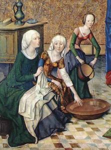 The Birth of Mary (detail) c. 1470 by Master of the Life of the Virgin
