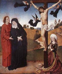Christ on the Cross with Mary, John and Mary Magdalene by Master of the Life of the Virgin