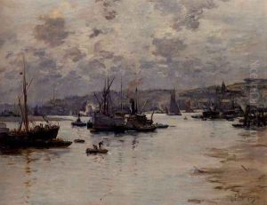 Rochester Harbour, Kent by Fernand Marie Eugene Legout-Gerard