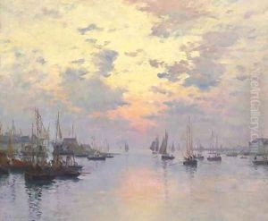 Le port de Concarneau, coucher de soleil