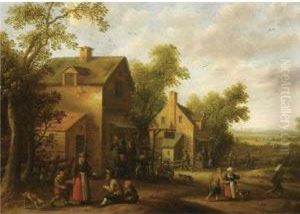 Village Scene With Peasants by Joost Cornelisz. Droochsloot