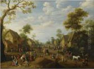 A Village Kermesse With Numerous Peasants Feasting by Joost Cornelisz. Droochsloot