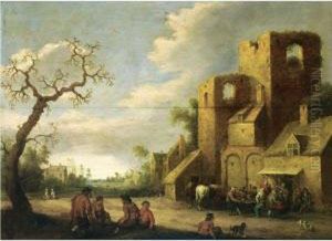 A Village Scene With Peasants
Drinking Outside An Inn, Otherfigures Resting Beneath A Tree by Joost Cornelisz. Droochsloot