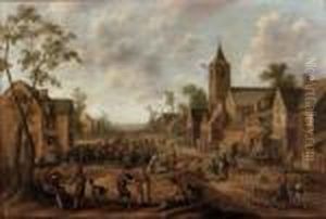 A Crowded Street Scene In A Town by Joost Cornelisz. Droochsloot