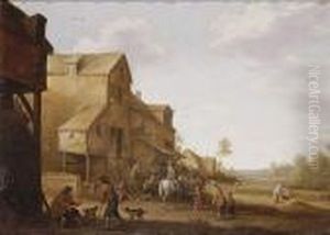 Campesinos En La Calle De Un Poblado 1641 by Joost Cornelisz. Droochsloot