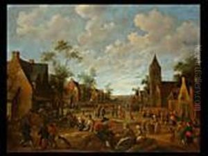 Festliche Stimmung In Einer Breiten Dorfstrasse