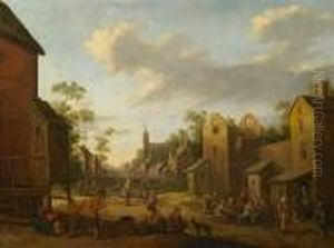 A Village Scene With Numerous Figures by Joost Cornelisz. Droochsloot