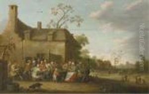 Peasants Merry-making Before A Farmhouse by Joost Cornelisz. Droochsloot