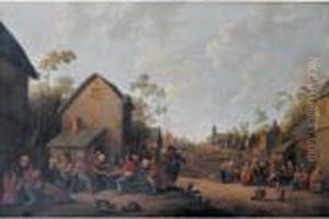 A Village Scene With Peasants Making Merry Before A Tavern by Joost Cornelisz. Droochsloot