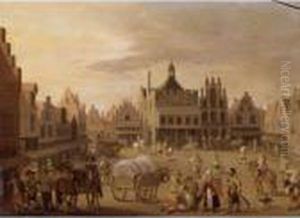 View Of A Square In Amersfoort With Figures