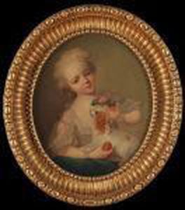 Portrait Of A Young Girl With Spaniel