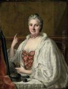 Portrait Of A Lady Traditionally
 Identified As Anne De Lagrange-trianon (1632-1707), Countess Of Palluau
 And Frontenac,half-length, Seated At Her Toilette, Applying A Beauty 
Spot
