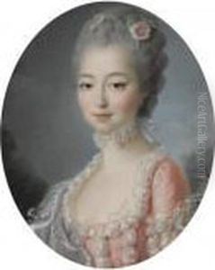 Portrait Of A Lady, Half-length, Wearing A Pink Dress With A Lace Trim
