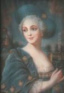 Portrait De Femme En Bergere by Francois-Hubert Drouais