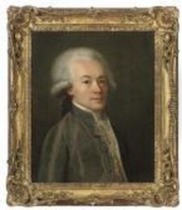 Portrait Of A Gentleman, Half-length, In A Grey Coat Andembroidered Waistcoat