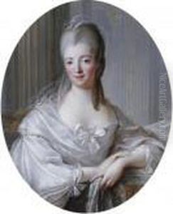 Portrait Of A Young Woman, Half-length, Wearing A White Dress With A Large Bow