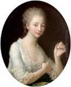 Portrait D'une Miniaturiste by Francois-Hubert Drouais