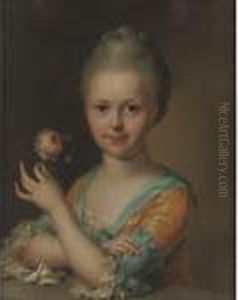 Portrait Of A Girl Holding A Peony by Francois-Hubert Drouais