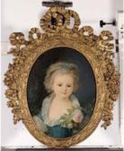 A Portrait Of A Girl With A Rose On Her Dress by Francois-Hubert Drouais