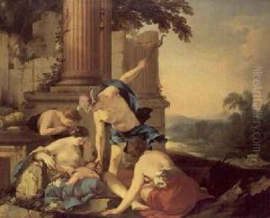 Mercury Entrusts Bacchus to the Care of the Nymphs by Laurent De La Hyre