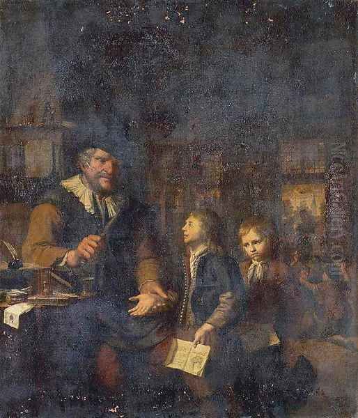 Schoolmaster Chastening Two Boys - view 1