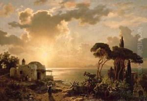 Aegean Landscape at Sunset by August Wilhelm Leu