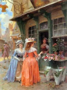 The Flower Market by Henri Victor Lesur
