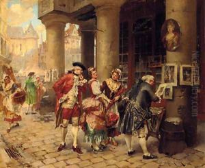 Connoisseurs at the street market by Henri Victor Lesur