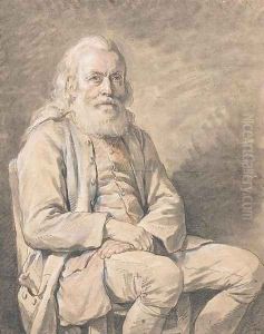 A bearded man, three-quarter-length, seated with his hands folded in his lap by Francois-Bernard Lepicie