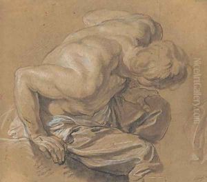 A nude man leaning foward, turned to the right by Francois-Bernard Lepicie