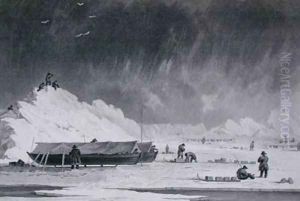 The boats hauled up for the night by Captain George Francis Lyon
