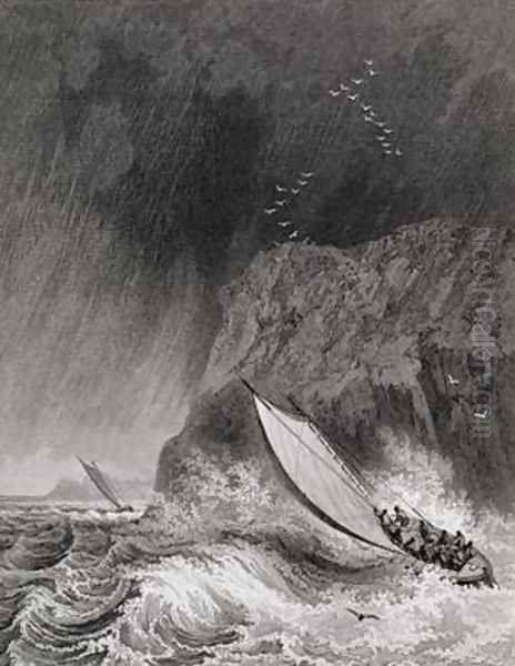 The boats off Walden Island in a snow storm - view 1